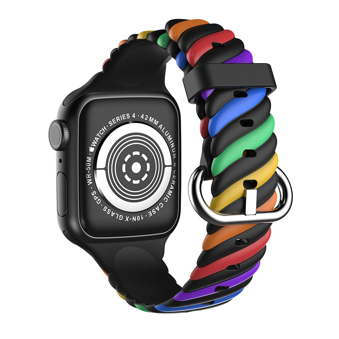 Elarisse Spiral Silicone Apple Watch Strap – Colorful Textured Design