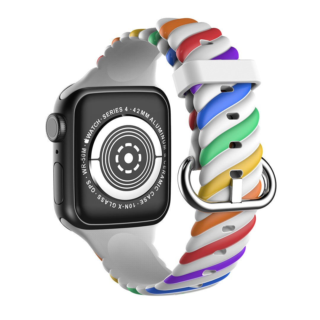 Elarisse Spiral Silicone Apple Watch Strap – Colorful Textured Design