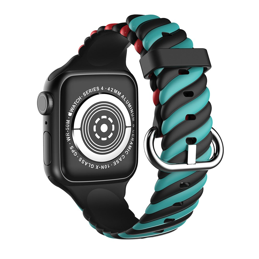 Elarisse Spiral Silicone Apple Watch Strap – Colorful Textured Design