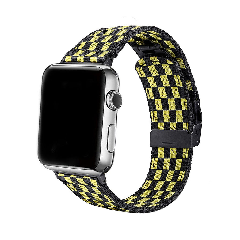 Marcivelle Nylon Plaid Apple Watch Band – Woven Design with Metal Buckle