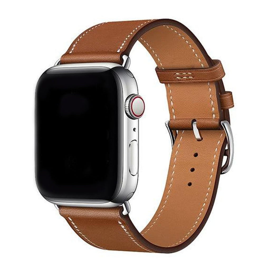 Marcivelle Single Tour Leather Apple Watch Band – Genuine Leather with Steel Buckle