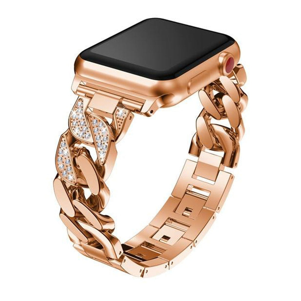 Seravina Lux Diamond Chain Link Apple Watch Band – Zirconia-Studded Luxury