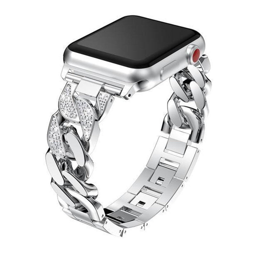 Seravina Lux Diamond Chain Link Apple Watch Band – Zirconia-Studded Luxury