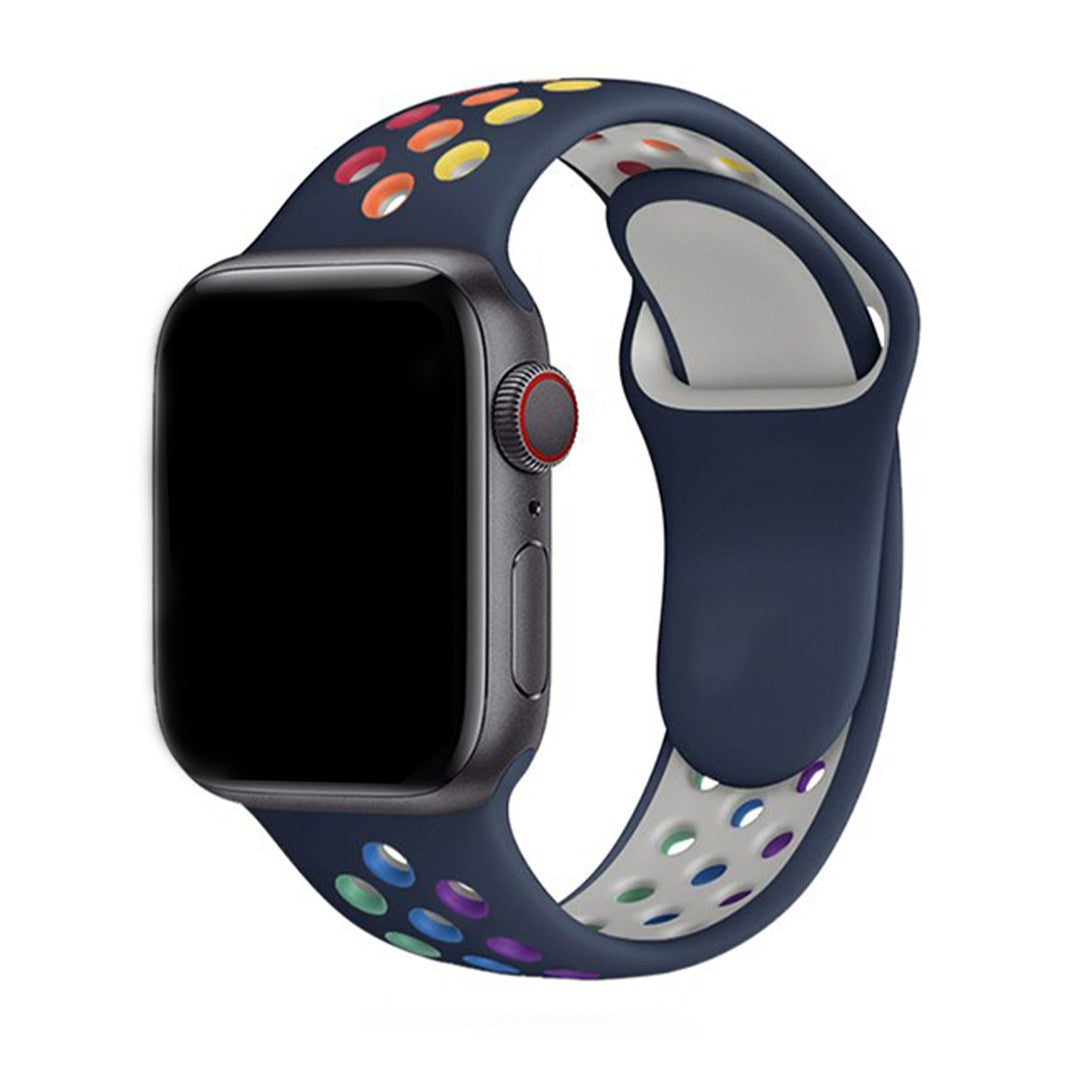 Solessa Sport Silicone Apple Watch Band – Rainbow Breathable Edition