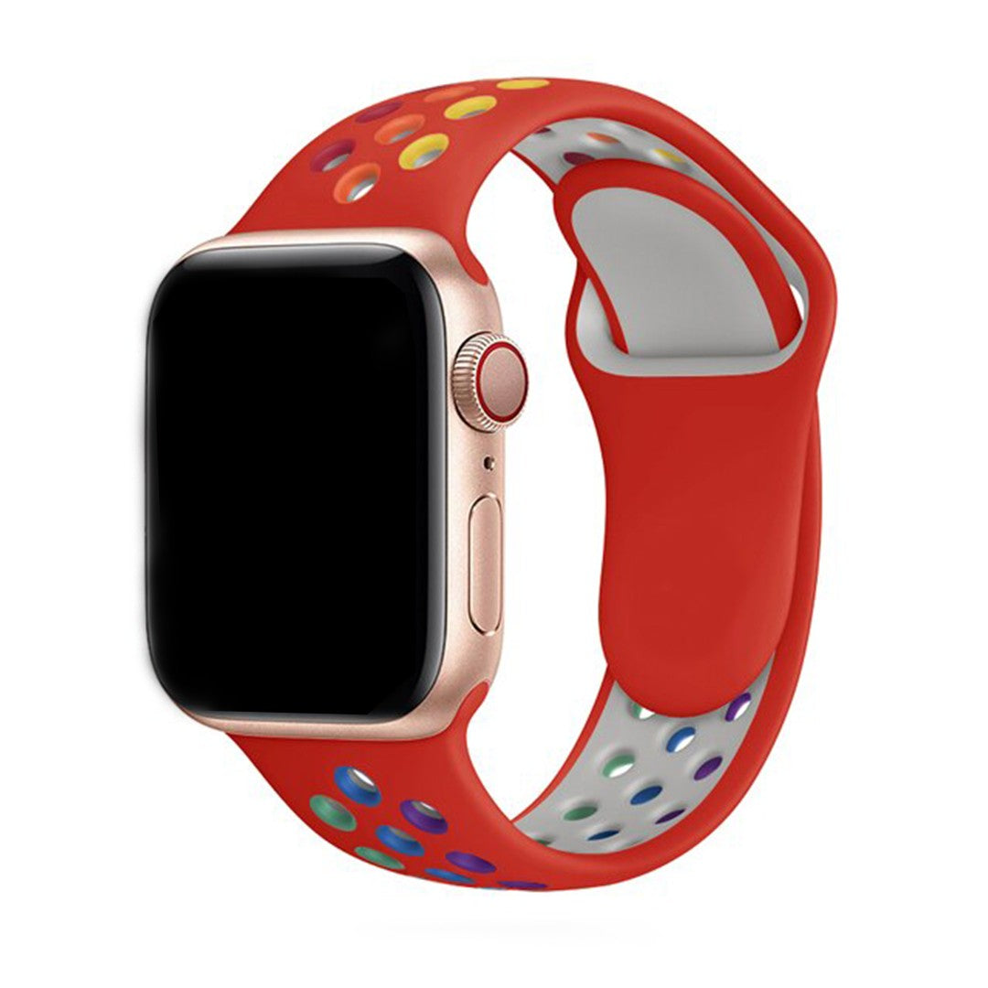 Solessa Sport Silicone Apple Watch Band – Rainbow Breathable Edition