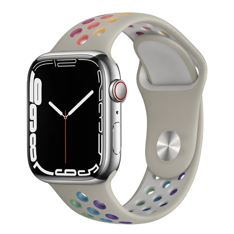 Solessa Sport Silicone Apple Watch Band – Rainbow Breathable Edition