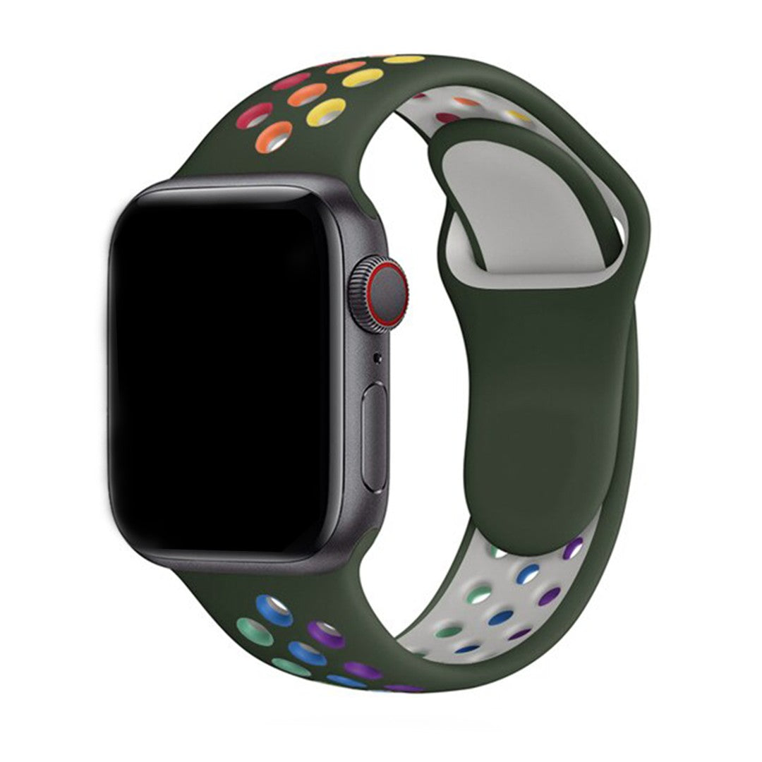 Solessa Sport Silicone Apple Watch Band – Rainbow Breathable Edition