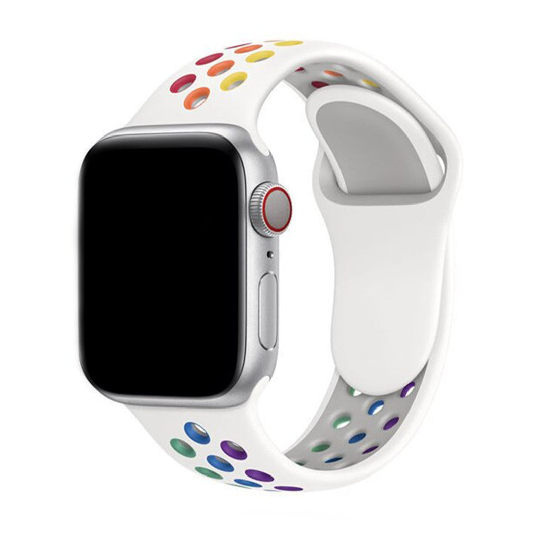 Solessa Sport Silicone Apple Watch Band – Rainbow Breathable Edition