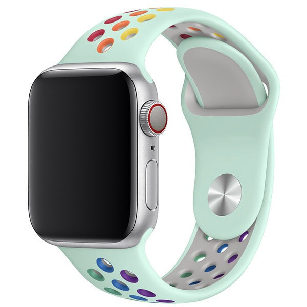 Solessa Sport Silicone Apple Watch Band – Rainbow Breathable Edition