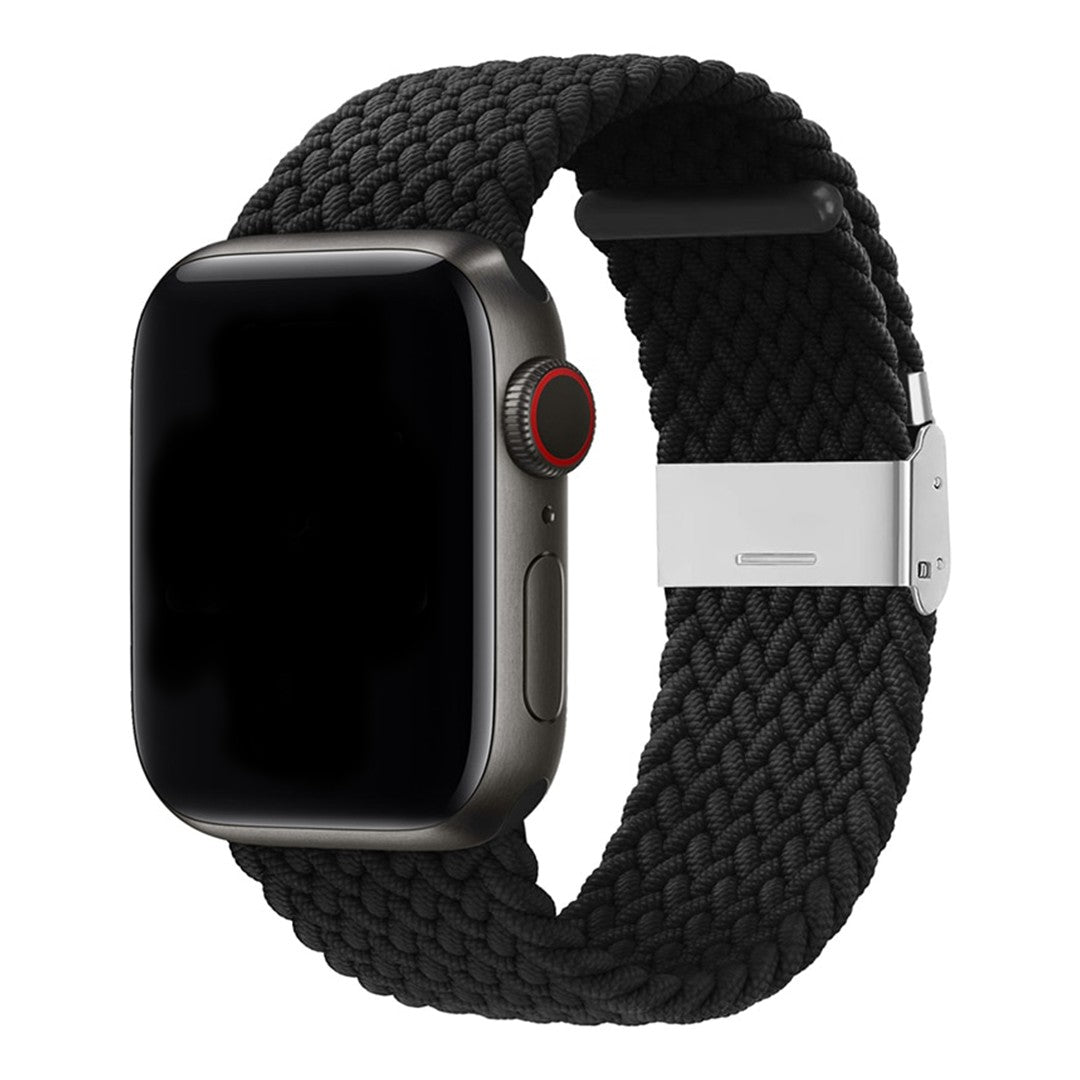 Veloura Braided Buckle Apple Watch Band – Stretch Nylon with Stainless Steel Buckle