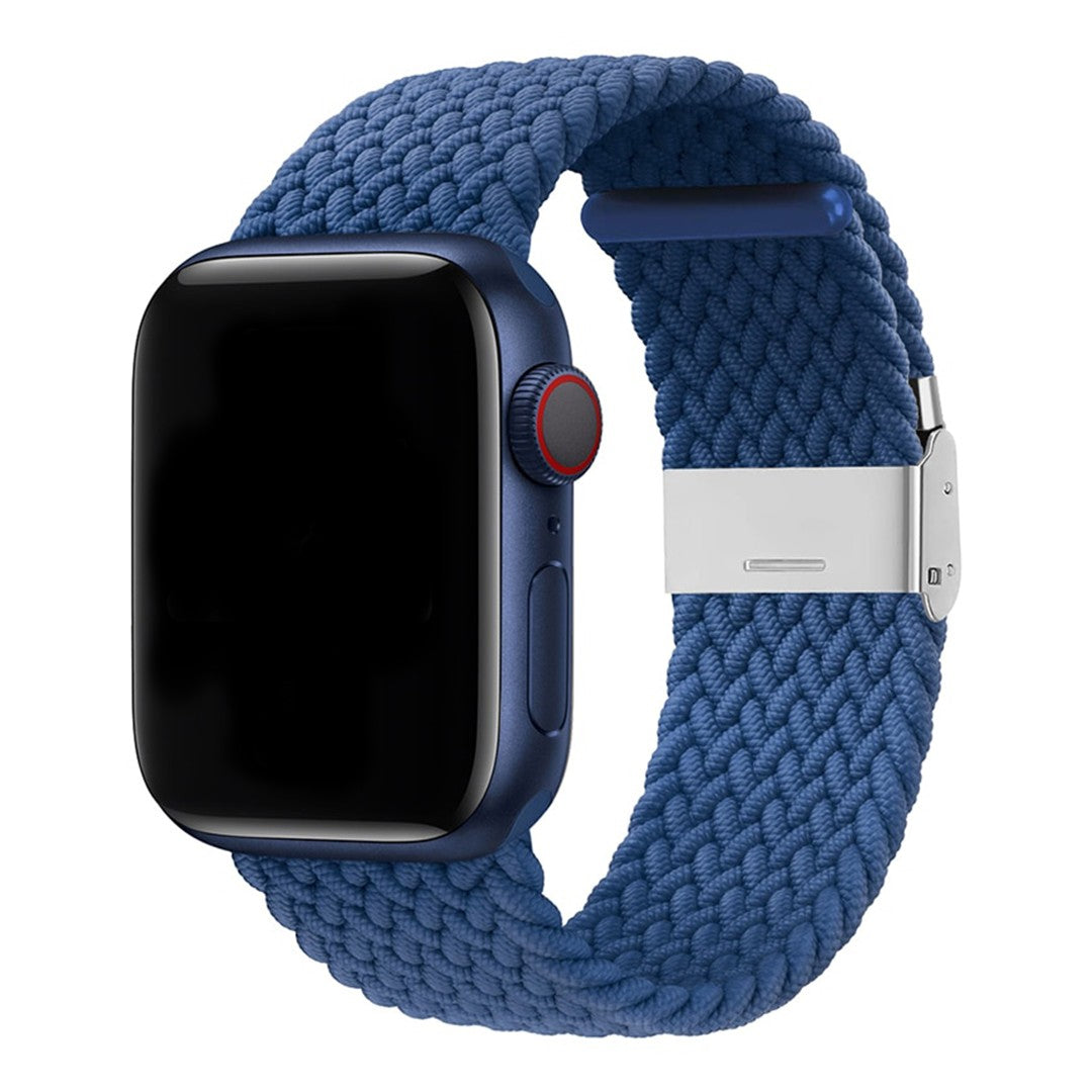 Veloura Braided Buckle Apple Watch Band – Stretch Nylon with Stainless Steel Buckle