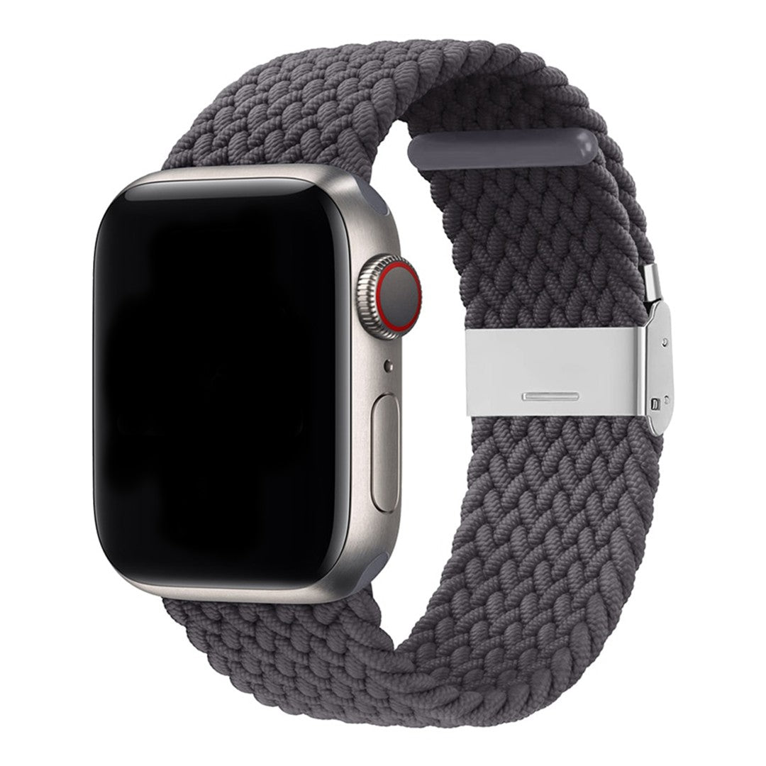 Veloura Braided Buckle Apple Watch Band – Stretch Nylon with Stainless Steel Buckle