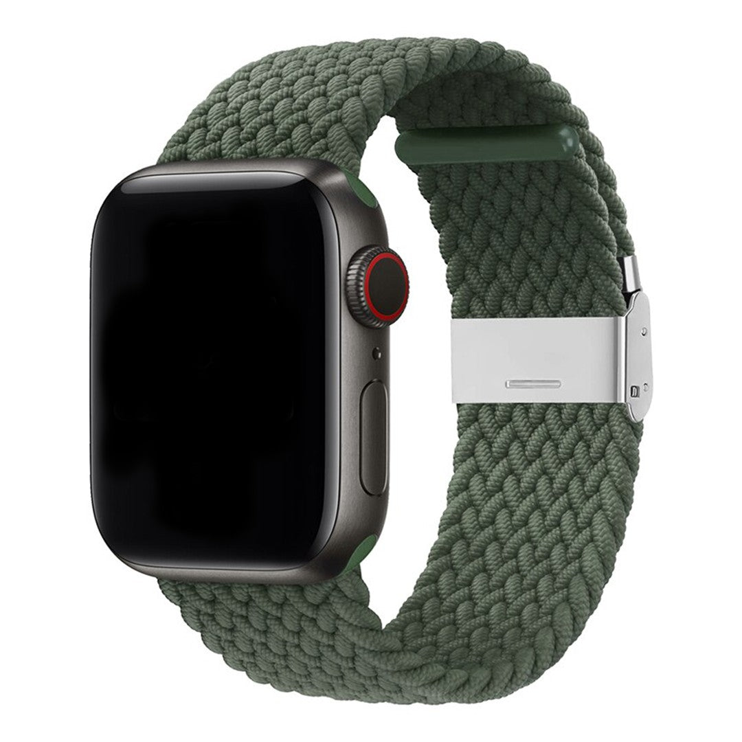 Veloura Braided Buckle Apple Watch Band – Stretch Nylon with Stainless Steel Buckle