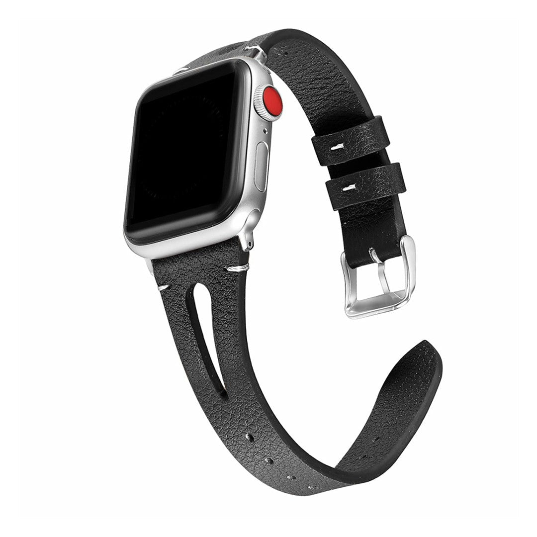 Veloura Slim Leather Apple Watch Strap – Elegant Genuine Leather