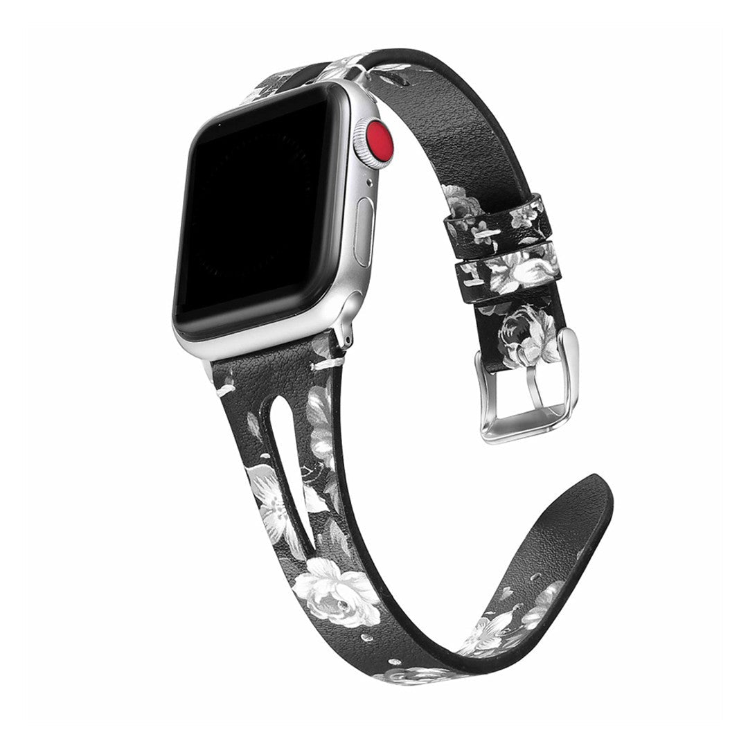 Veloura Slim Leather Apple Watch Strap – Elegant Genuine Leather